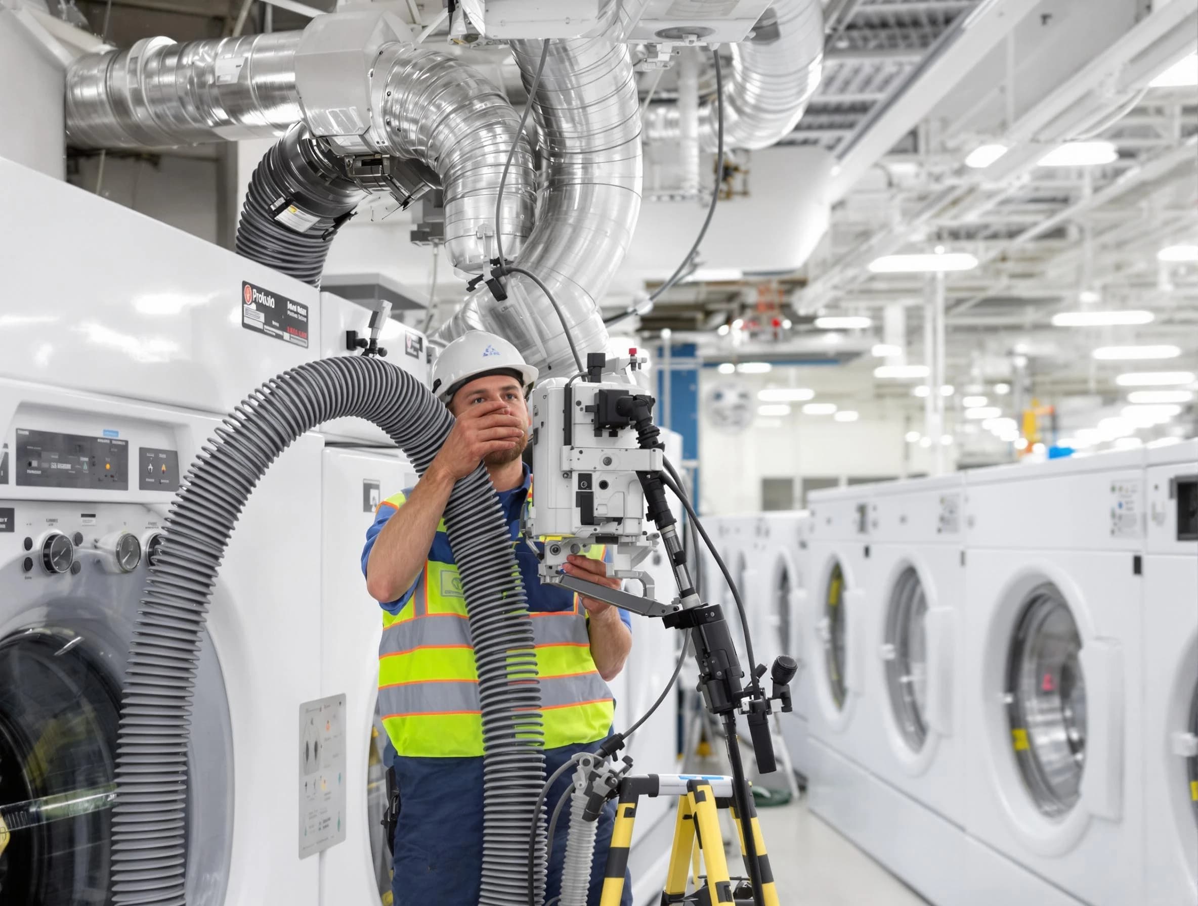 Swissvale Dryer Vent Cleaning team performing commercial-grade dryer vent cleaning at a business facility in Swissvale